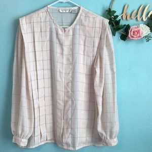 Vintage Liz Baker Pleated checkered Blouse